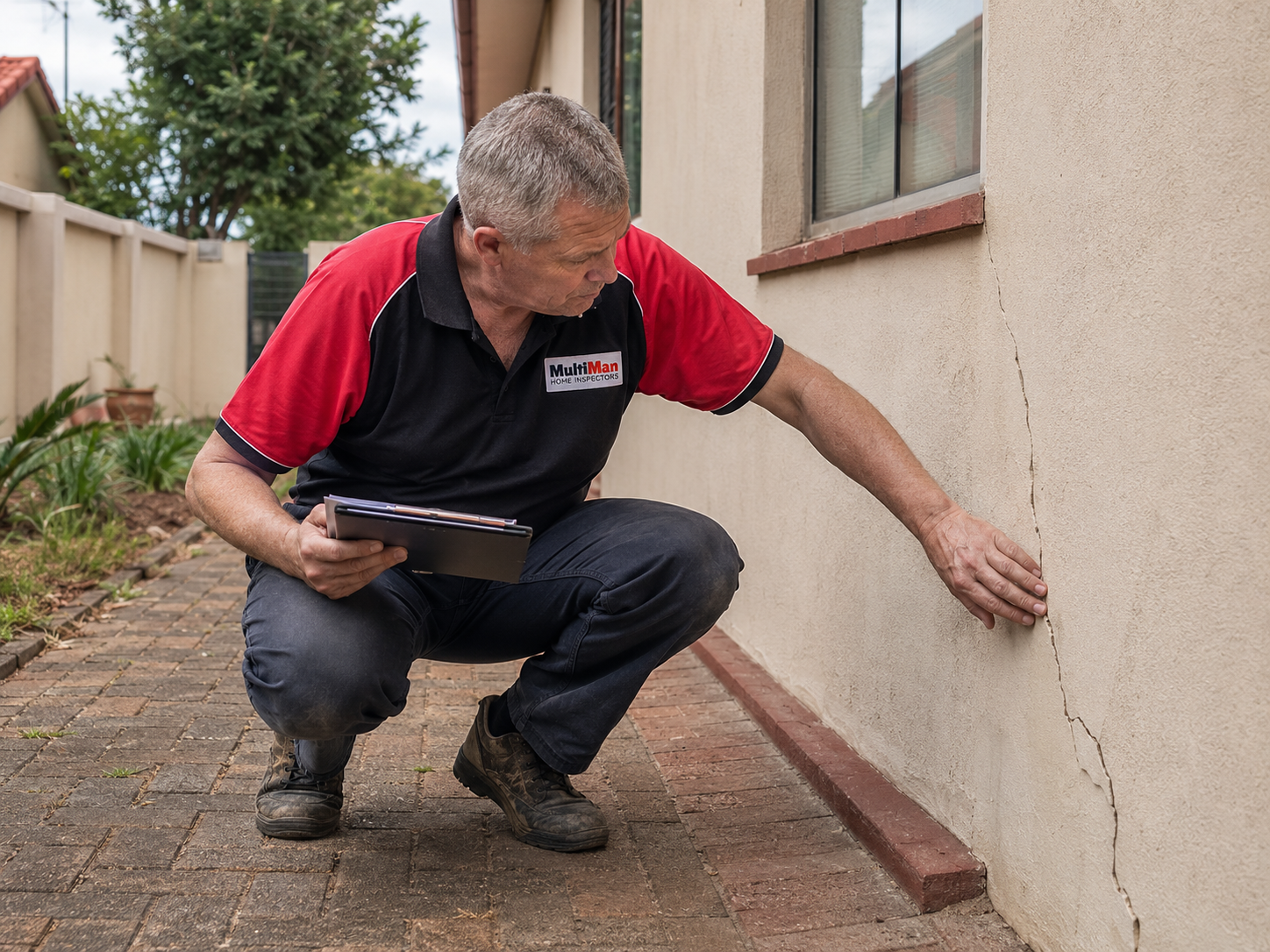 MultiMan property inspections technician on a job in the Helderberg