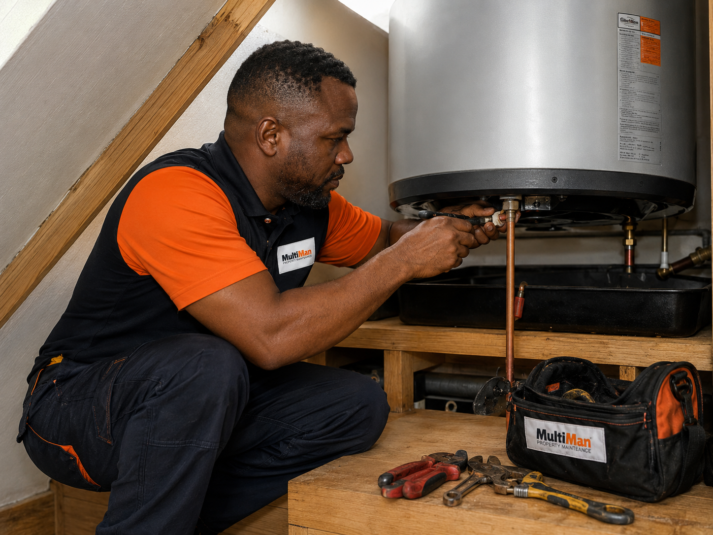 MultiMan plumbing & leak detection technician on a job in the Helderberg