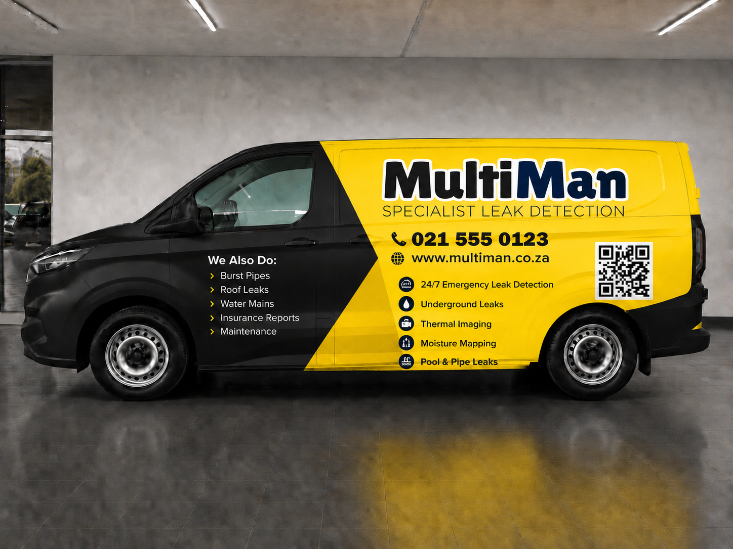 MultiMan Specialist Leak Detection branded franchise van.