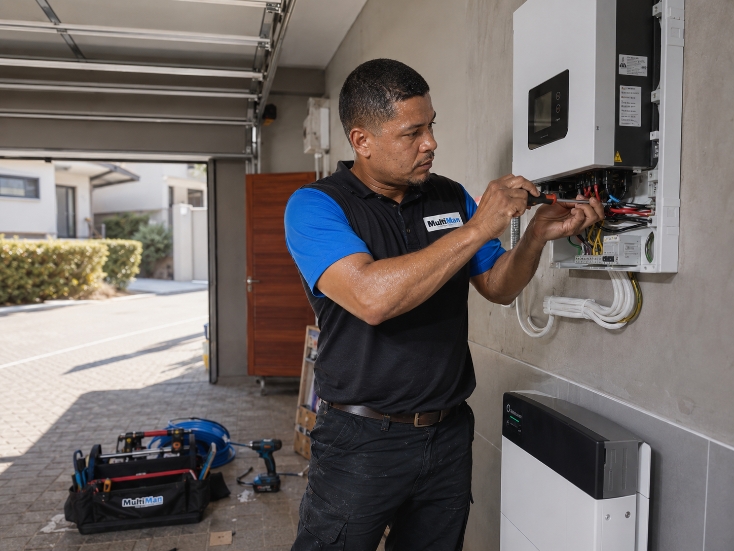 MultiMan electrical technician on a job in the Helderberg