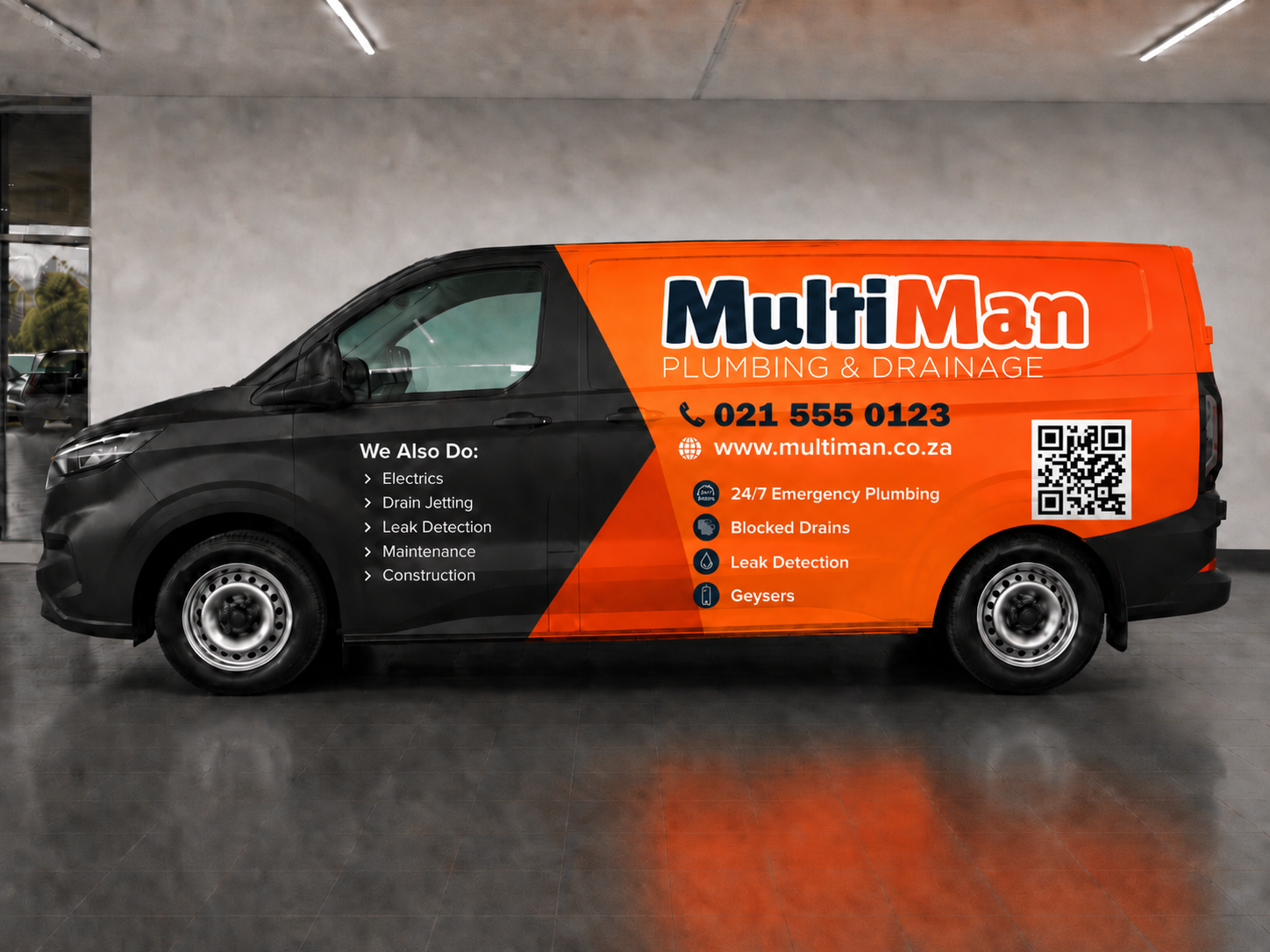 MultiMan Plumbing and Drainage branded franchise van.
